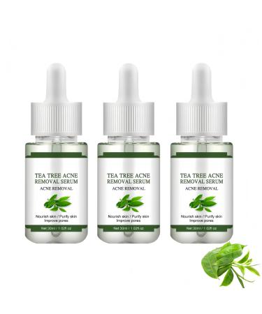 Acne Removing Facial Serum Natural Tea Tree Repairer Reduces Pimples and Blackheads for Acne and Oily Skin Moisturizing and Fine Pores for Women and Men 3 Pieces