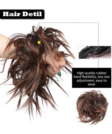 Tousled Hair Extensions Scrunchie - Brown Blonde Elastic Updo Ponytail - Buy Online on GoSupps.com