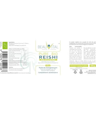 Pure Bio Reishi 100g Ling-Zhi Medicinal Mushroom Powder from EU Organic Farming Vegan No Artificial Additives - Buy Online on GoSupps.com