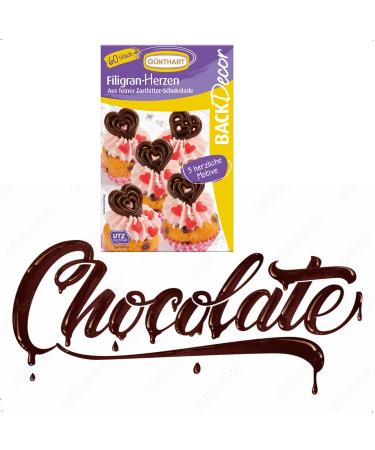 G nthart Backdecor | Dark Chocolate Filigree Heart Motifs for Cakes & Cupcakes | International Shipping Available - Buy Online on GoSupps.com