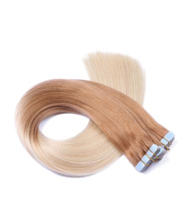 Tape in - on hair extensions - # 12/60 ombre - 70cm - 60 bricks each 4cm wide / 2.5g - 100% remy real hair hair extension / extent with adhesive tape Tress by Novon Hair Exentions 60 Tressen - 40cm / 2.5g 150g each