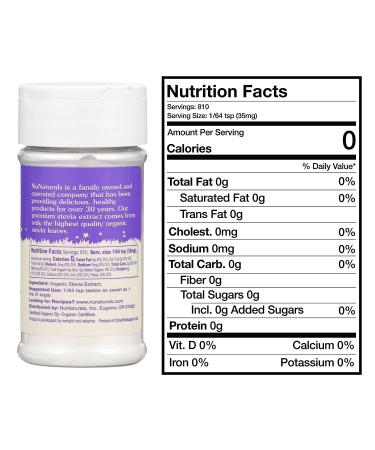 NuNaturals Organic Pure Stevia 1 oz - 100% Natural Sweetener, Zero Calories - Buy Online on GoSupps.com