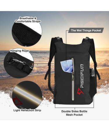 Piscifun LT 20L Waterproof Dry Bag Backpack with Waist Pouch & Phone Case - Lightweight and Durable for Kayaking, Camping, Beach, Boating & Swimming - Buy Online on GoSupps.com