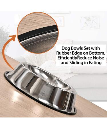 2-Pack Stainless Steel Dog Bowls with Anti-Skid Base - Ideal for Small/Medium/Large Pets - 8oz Capacity - Non-Slip Pet Feeder and Water Dish for Dogs, Puppies, Cats, and Kittens - Buy Online on GoSupps.com