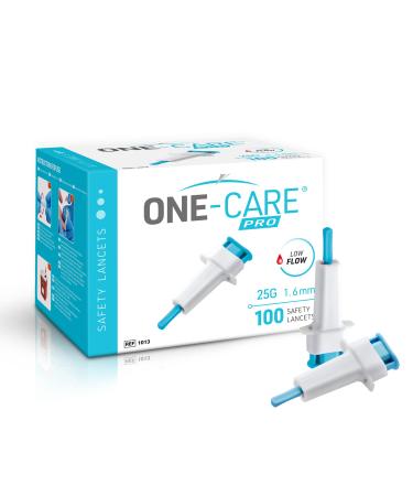 MediVena ONE-CARE PRO Safety Lancets Top Push Button Activated 25G x 1.6mm 100/bx Sterile Gentle & Comfortable Sampling - Buy Online on GoSupps.com