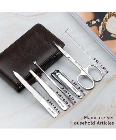 5 in 1 Stainless Steel Men's Manicure Pedicure Set with Leather Case - Nail Clippers and Grooming Kit for Men and Women - Buy Online on GoSupps.com