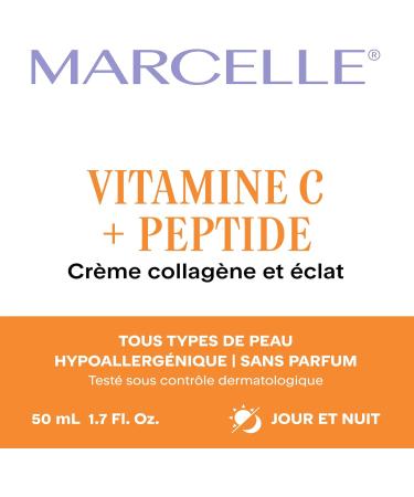 Marcelle Vitamin C + Peptide Collagen & Glow Moisturizer Day & Night Cream Brightening & Smoothing Vegan Cruelty-Free Hypoallergenic Non-Comedogenic Paraben-Free Fragrance-Free 50 mL - Buy Online on GoSupps.com
