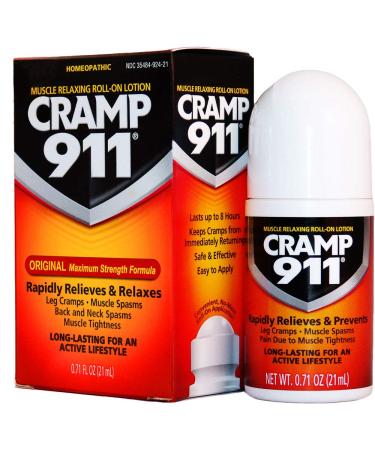 Cramp 911 Muscle Relaxer Pain Relief Cream for Muscle Cramp Relief and Sore Muscles. Used for Muscle Cramp Relief and Muscle Pain Relief of All Kinds Roll-on Lotion 0.71 oz 21 ml