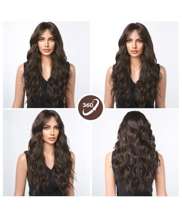 HAIRCUBE Long Brown Wavy Wig for Women | Synthetic Hair Wig with Bangs | Everyday Style & Comfort - Buy Online on GoSupps.com