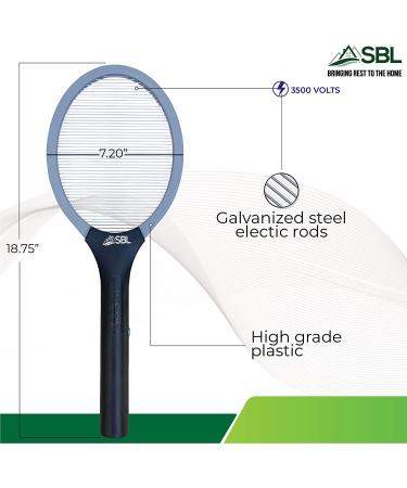 SBL Home Electric Fly Swatter & Bug Zapper Racket with Wall Case - Gray/Black - Buy Online on GoSupps.com