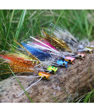 Topwater Panfish & Bass Popper Flies - 12pcs Set | Bluegill Bug Lures for Fly Fishing - Buy Online on GoSupps.com