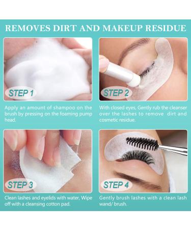 Eyelash Extension Cleanser 60ml with Eyelash Brush - Foaming Cleanser for Natural Lashes - Paraben and Sulfate Free Lash Shampoo - Safe Makeup and Mascara Remover - Salon and Home Use - 2.02 Fl Oz - Buy Online on GoSupps.com