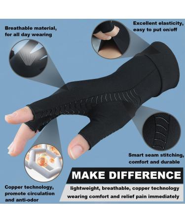 Buy 2 Pairs Copper Arthritis Compression Gloves for Pain Relief - Fingerless Anti-Slip for Men & Women - Medium Size - Buy Online on GoSupps.com