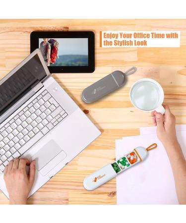 Buy Pocket Flat Pill Case - Mini Waterproof Medication Organizer with Lanyard | 2 PCS 3 Compartments for Vitamins & Supplements (White/Grey - Buy Online on GoSupps.com