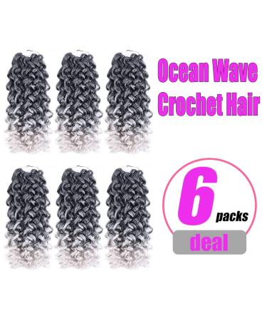 Short 10 inch Grey Curly Crochet Hair for Black Women - Water Wave Ocean Wave Gogo Curl Crochet Braids (TGREY) - Buy Online on GoSupps.com