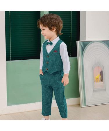 Volunboy Toddler Formal Waistcoat Suit 4 PCS Set for Baby Boys, 2-3 Years, Green - Buy Online on GoSupps.com