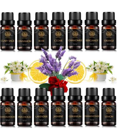 Top 14x10ml Aromatherapy Jasmine Essential Oil Set for Diffuser 100% Pure Rose Essential Oil Kit for HUmidifier Therapeutic Grade Essential Oils Set - Bergamot Cedar Geranium Sandalwood Oils etc - Buy Online on GoSupps.com