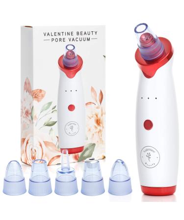 Valentine Beauty Blackhead Remover Pore Vacuum - Cleaner Rechargeable Pore Extractor Pimple Popper Face Cleanser Tool for Comedo Acne Whitehead Makeup Residue dust Removal 5 Replaceable Suction Probe