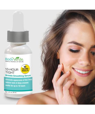 BodyVerde Ten Hour Tight Wrinkle Serum | All Natural Anti Aging, Plant-Powered Wrinkle Filler | Instant Facelift | Visibly Firms & Tightens | 1oz - Buy Online on GoSupps.com