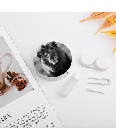 Black and White African Lion Contact Lens Case - Portable Travel Storage Box - Buy Online on GoSupps.com