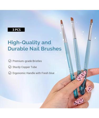 AIRSEE Nail Art Clean Up Brushes - 3 Pcs Flat/Oval/Fine Angled Gel Nail Brushes for Perfect Nail Polish Precision & Cuticle Cleaning - Buy Online on GoSupps.com