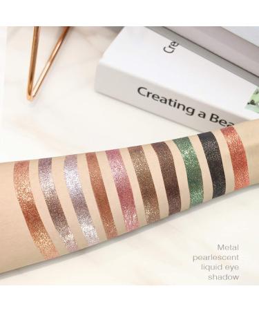 Langmanni 10PCS Liquid Eyeshadow Shimmer Glitter Liquid Eye Shadow Set Waterproof Long Lasting Metals Sparkling Eyes Makeup Liquid Eyeshadow for Party Wedding Festival or Daily Makeup - Buy Online on GoSupps.com