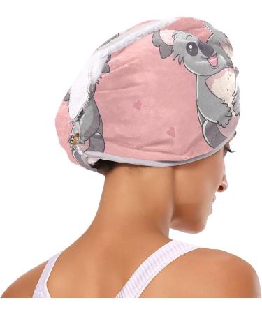 Grey Koala Pink Hair Towel 2 Pack | Super Absorbent Quick Dry Hair Turbans for Women & Girls - Buy Online on GoSupps.com