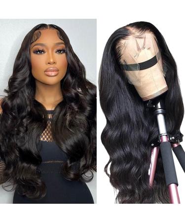 GURVEY 13x4 Body Wave Lace Front Wigs Human Hair for Black Women 180% Density HD Lace Front Wigs Human Hair Pre Plucked with Baby Hair Natural Hairline Brazilian Virgin Human Hair Wigs (24 Inch) 24 Inch 13x4 Body Wave La...