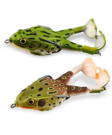 2 pieces double propeller frogs ray frog lures fishing bait mixed tackle 9cm double hook 360 soft bait silicone-fishing bait 3d double propeller frogs soft bait for perch trout pike