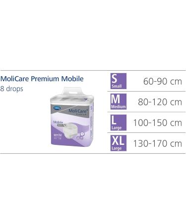 Molicare Premium Mobile Disposable Pants for Incontinence | 8 Drops Size L (100-150 cm Hip) | 14 Pieces | Discreet Protection for Men & Women - Buy Online on GoSupps.com