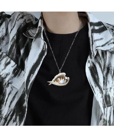 Rjsqaqe Dog Trailer Necklace - Cute Acrylic Sleeping Dog Memorial Jewelry for Dog Moms & Lovers | One Size - Buy Online on GoSupps.com