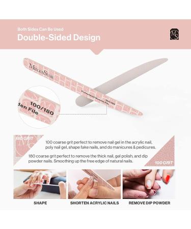 MelodySusie 10 PCS Professional Wooden Nail Files - 100/180 Grit Double Sided Emery Boards for Acrylic Nails - Washable Manicure Pedicure Tools in Pink - Ideal for Home and Salon Use - Buy Online on GoSupps.com