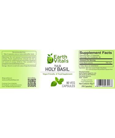 Earth Vitals Holy Basil/Tulsi Capsules - 90 Veg Capsules | Herbal Supplement from India - Buy Online on GoSupps.com