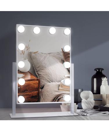 Tovendor Hollywood Mirror with Lights  20 Inch Lighted Makeup Vanity Mirror with 12PCS Dimmable Bulbs  Women's Cosmetic Mirror with 3 Color Lighting Modes  360  Rotation White