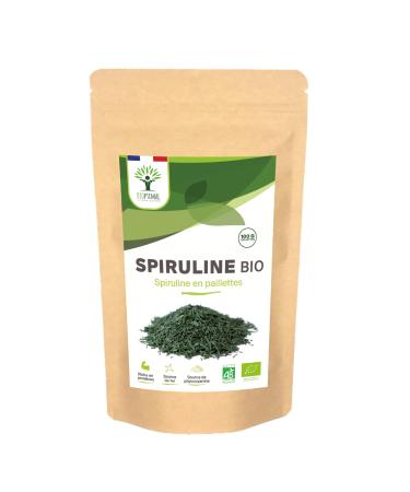 Spiruline Bio Paillette - Prot ines BCAA Phycocyanine - Energie Immunit - 100% Spiruline Pure en Paillettes Brindilles - Bioptimal Marque Fran aise - Conditionn en France - Certifi Ecocert - 100 g 100 g (Lot de 1)