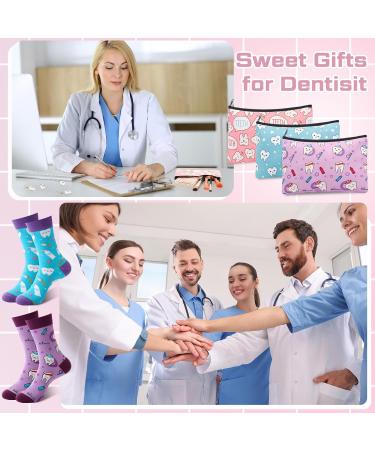 ZHEHAO 18-Part Funny Tooth Hygienist Gift Set - Cute Dentist Gifts Novelty Socks Travel Bag & Keychain | Perfect for Dental Care Enthusiasts - Buy Online on GoSupps.com