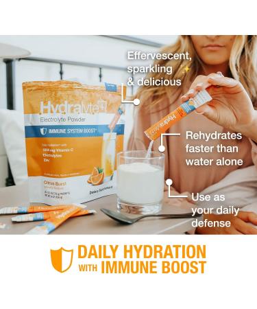 Hydralyte Immunity Citrus Electrolyte Powder Packets - 1000mg Vitamin C - Zinc, Electrolytes - 20 Count - Buy Online on GoSupps.com
