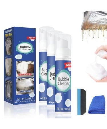 MOF Chef Cleaner Powder Ivila Bubble Cleaner Foaming Heavy Oil Stain Cleaner All Purpose Bubble Cleaner Foam Spray Powerful Stain Removal Kit (100ML 3Pcs) 100ML 3Pcs