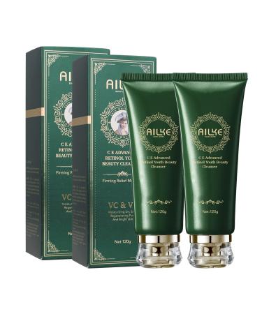 AILKE BOOST LUSTER AILKE Vitamin CE Advanced Retinol Youth Beauty Cleanser Deep Clean Spots Firming Moisturizing Whitening Gentle Facial Cleanser for Women 120 ml 2 Pack 2 Pack