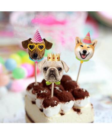 TSJ 24PCS Dog Cupcake Toppers Dogs Face Cake Toppers Puppy Pet Theme Birthday Party Decorations Supplies for Kids Dog Cupcake Topper New - Buy Online on GoSupps.com