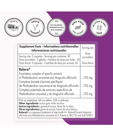 Supersmart Relora 750mg - Stress & Emotional Relief with Phellodendron Amurense & Magnolia Officinalis - 90 Veg Caps | Non-GMO & Gluten Free - Buy Online on GoSupps.com