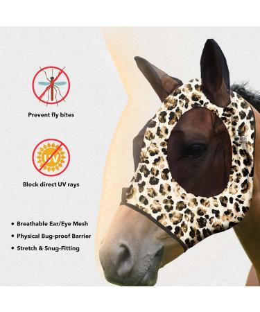 Harrison Howard Super Comfort Stretchy Fly Mask - Large Eye Space UV Protection & Breathability - Large Leopard Print - Buy Online on GoSupps.com