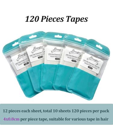 120 Double Sided Hair Extension Tape Tabs - USA White Adhesive Tapes for 12 Inch Tape-in Extensions - 4 x 0.8 cm 120PCS - Buy Online on GoSupps.com