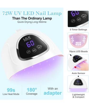 LKE Gel Nail Polish Kit with 72W UV Lamp | 6 Macaron Colors + Top & Base Coat | Manicure DIY Gifts for Women - Buy Online on GoSupps.com