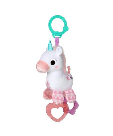 Bright Starts Unicorn Sparkle & Shine Plush Take-Along Stroller or Carrier Toy, Ages 0 Month+ , Pink, 1 Count (Pack of 1)