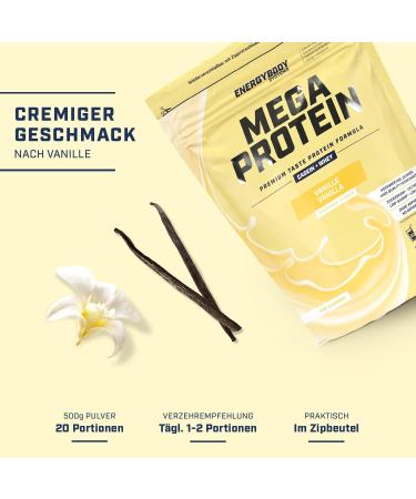 Energybody Mega Protein Vanilla 500g - Multi-Component Protein Powder with Casein & Whey Aspartame-Free 20 Portions Protein Shake - Buy Online on GoSupps.com