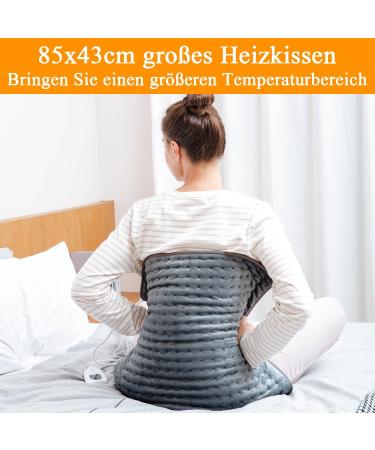 Heating Cushion - Soft Flannel Heat Pad for Back Neck Shoulder & Belly | Automatic Shutdown | Dark Gray 85x43cm - Buy Online on GoSupps.com