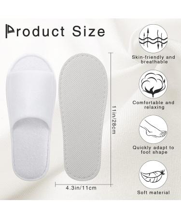 12 Pairs White Disposable Spa Slippers - Open Toe Guest Bridesmaid Travel Slippers - Fits Most Men and Women - Buy Online on GoSupps.com