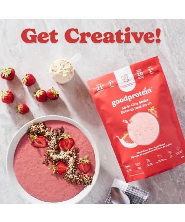 Good Protein Vegan Plant-based Protein Powder 100% Natural Non-GMO Dairy-free Gluten-free Soy-free No Added Sugar and Nothing Artificial. Strawberries & Cream All-in-One Shake 880 grams Strawberries & Cream 880 g - Buy Online on GoSupps.com