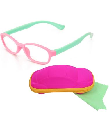 Children's Glasses Frame for Boys & Girls Age 5-12 - Clear Lens + Pink Glasses Case | International Shipping Available - Buy Online on GoSupps.com